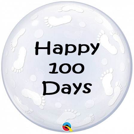 Personalised Happy 100 Days Baby Footprints Bubble Balloon Personalised Happy 100 Days Baby Footprints Bubble Balloon